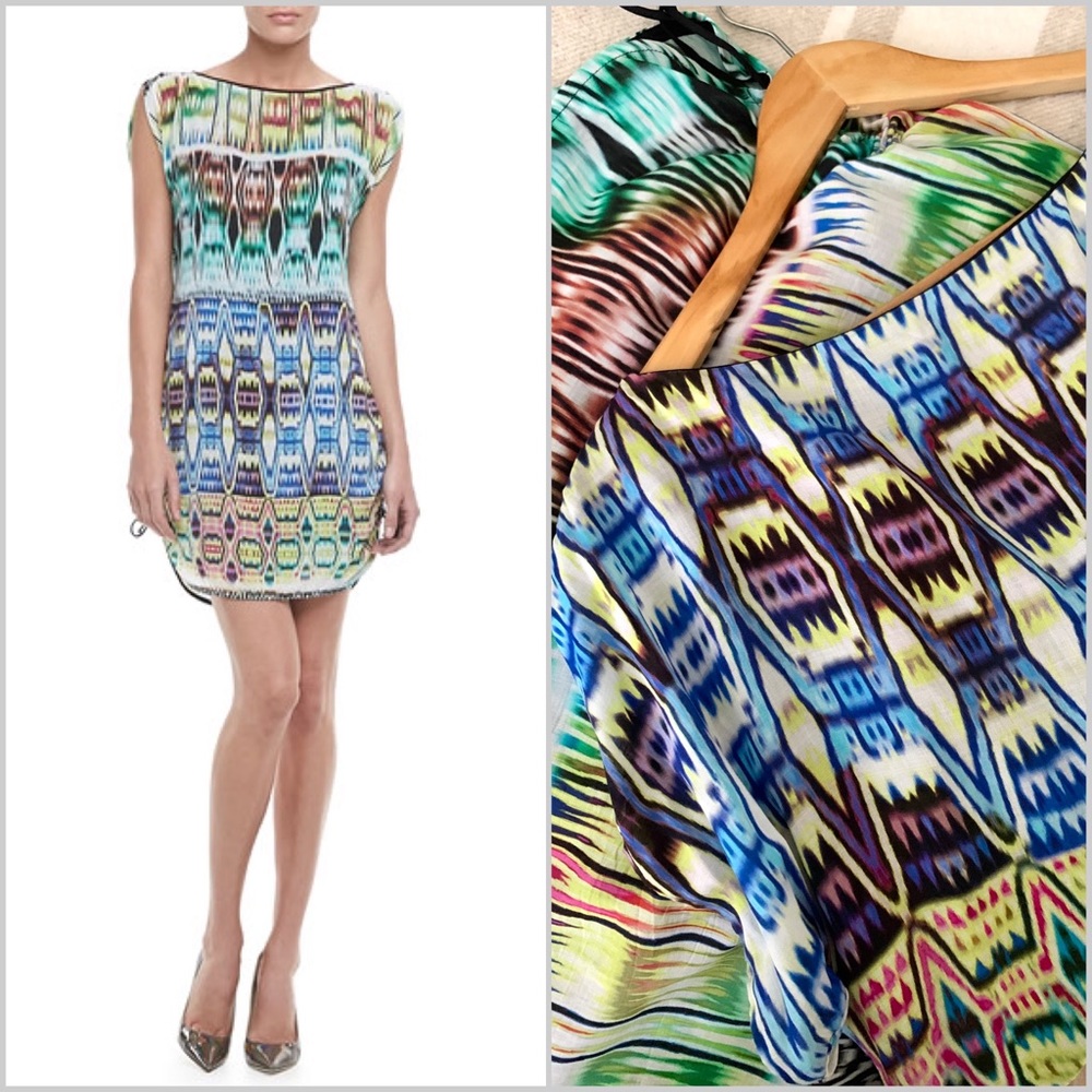 Milly Chloe Colorful Watercolor Ikat Print Dress